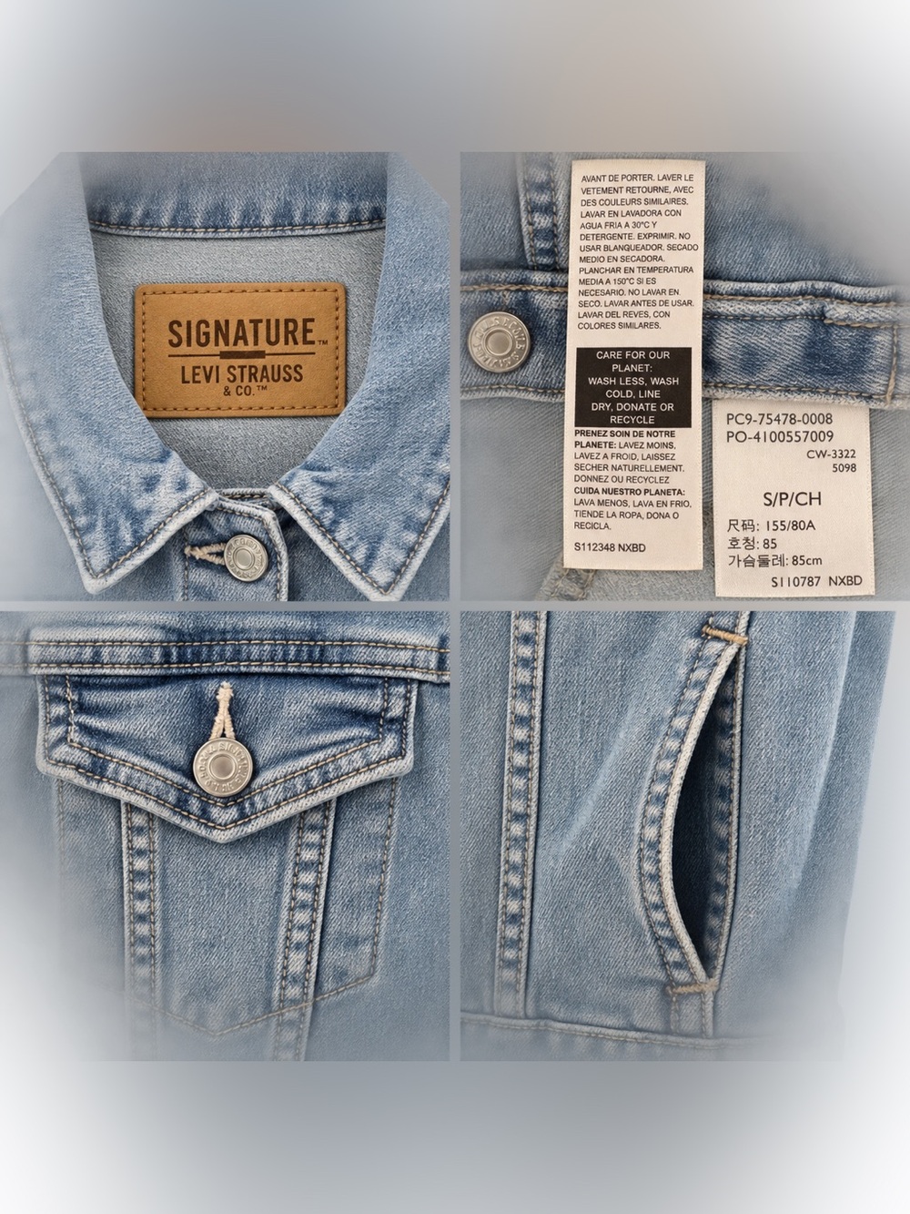 Signature by Levi Strauss Women’s Small Light Wash Denim Trucker Jacket - Picture 2 of 3